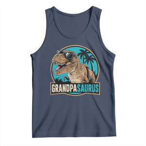 Dinosaur Grandfather Tank Top Funny Grandpasaurus Fathers Day Family Matching TS11 Navy Print Your Wear