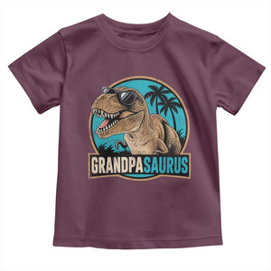 Dinosaur Grandfather Toddler T Shirt Funny Grandpasaurus Fathers Day Family Matching TS11 Maroon Print Your Wear