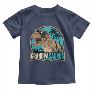 Dinosaur Grandfather Toddler T Shirt Funny Grandpasaurus Fathers Day Family Matching TS11 Navy Print Your Wear
