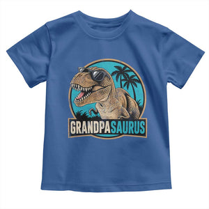 Dinosaur Grandfather Toddler T Shirt Funny Grandpasaurus Fathers Day Family Matching TS11 Royal Blue Print Your Wear