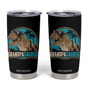 Dinosaur Grandfather Tumbler Cup Funny Grandpasaurus Fathers Day Family Matching TS11 Black Print Your Wear