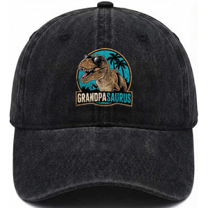 Dinosaur Grandfather Washed Cotton Baseball Cap Funny Grandpasaurus Fathers Day Family Matching TS11 Print Your Wear