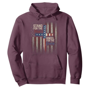 Stand For The Flag Kneel For The Cross Hoodie Patriotic Faith Vintage American Flag
