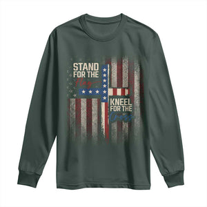 Stand For The Flag Kneel For The Cross Long Sleeve Shirt Patriotic Faith Vintage American Flag