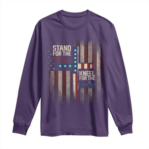 Stand For The Flag Kneel For The Cross Long Sleeve Shirt Patriotic Faith Vintage American Flag