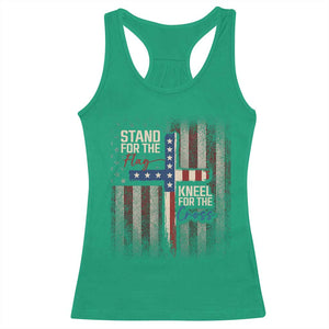 Stand For The Flag Kneel For The Cross Racerback Tank Top Patriotic Faith Vintage American Flag