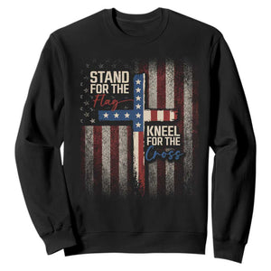 Stand For The Flag Kneel For The Cross Sweatshirt Patriotic Faith Vintage American Flag