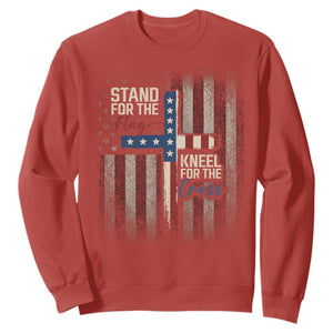 Stand For The Flag Kneel For The Cross Sweatshirt Patriotic Faith Vintage American Flag