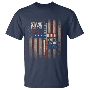Stand For The Flag Kneel For The Cross T Shirt Patriotic Faith Vintage American Flag