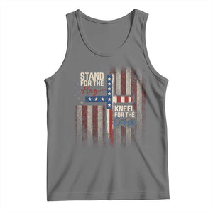 Stand For The Flag Kneel For The Cross Tank Top Patriotic Faith Vintage American Flag