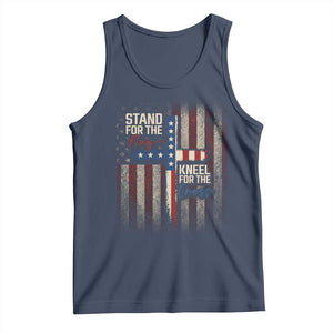 Stand For The Flag Kneel For The Cross Tank Top Patriotic Faith Vintage American Flag