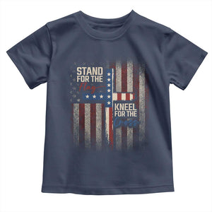 Stand For The Flag Kneel For The Cross Toddler T Shirt Patriotic Faith Vintage American Flag
