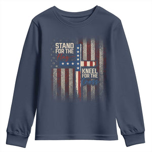 Stand For The Flag Kneel For The Cross Youth Sweatshirt Patriotic Faith Vintage American Flag