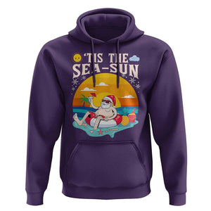 Funny Christmas In July Hoodie Tis The Sea Sun Santa Beach Summer Season Xmas TS11 Purple Print Your Wear