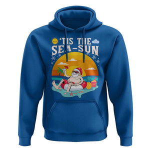 Funny Christmas In July Hoodie Tis The Sea Sun Santa Beach Summer Season Xmas TS11 Royal Blue Print Your Wear