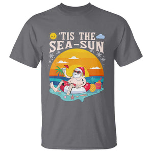 Funny Christmas In July T Shirt Tis The Sea Sun Santa Beach Summer Season Xmas TS11 Charcoal Print Your Wear