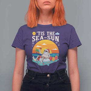 Funny Christmas In July T Shirt For Women Tis The Sea Sun Santa Beach Summer Season Xmas TS11 Purple Print Your Wear