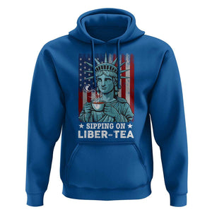 Funny 4th Of July Hoodie Sippin On Liber Tea Liberty USA Flag TS11 Royal Blue Print Your Wear