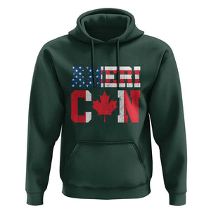 Half American Half Canadian Hoodie America Canada Patriotic Flag TS11 Dark Forest Green Print Your Wear