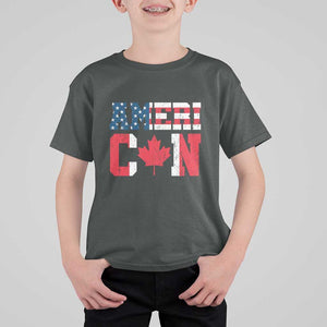 Half American Half Canadian T Shirt For Kid America Canada Patriotic Flag TS11 Dark Heather Print Your Wear
