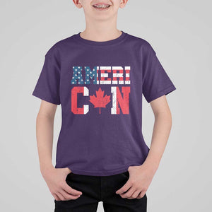 Half American Half Canadian T Shirt For Kid America Canada Patriotic Flag TS11 Purple Print Your Wear