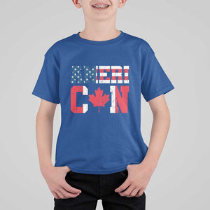 Half American Half Canadian T Shirt For Kid America Canada Patriotic Flag TS11 Royal Blue Print Your Wear