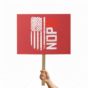 Funny Nope No Kings Vintage American Flag Protest Sign TS11 Horizontal 18" × 24" Red Print Your Wear