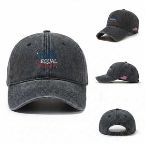 Stars Stripes And Equal Rights Washed Cotton Baseball Cap 4th Of July Liberal American TS11 Washed Cap Universal Fit Dark Gray Print Your Wear