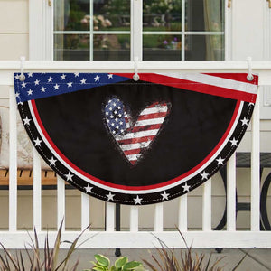 4th of July American Flag Heart USA Patriotic Fan Flag