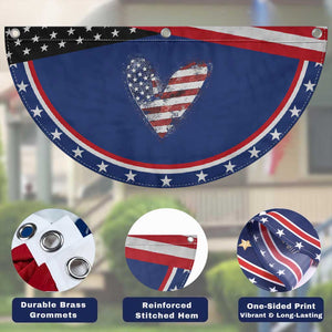 4th of July American Flag Heart USA Patriotic Fan Flag