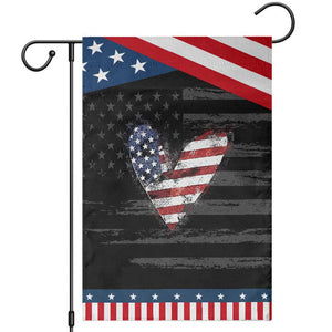 4th of July American Flag Heart USA Patriotic Garden Flag TS11 Distressed Black Blue Print Your Wear