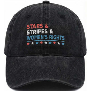 Stars Stripes And Women's Rights Washed Cotton Baseball Cap 4th Of July Equal Rights TS11 Washed Cap Universal Fit Black Print Your Wear