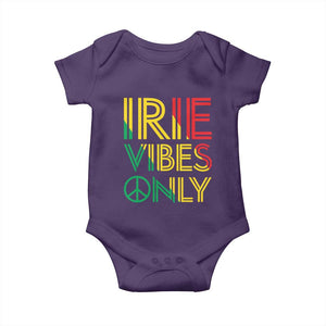 Irie Vibes Only Baby Onesie Rasta Reggae Roots Flag Music TS11 Purple Print Your Wear