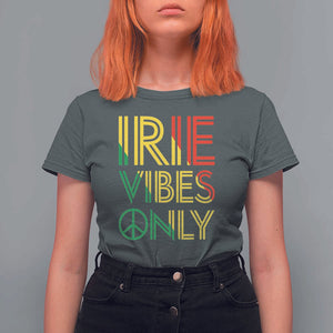 Irie Vibes Only T Shirt For Women Rasta Reggae Roots Flag Music TS11 Dark Heather Print Your Wear