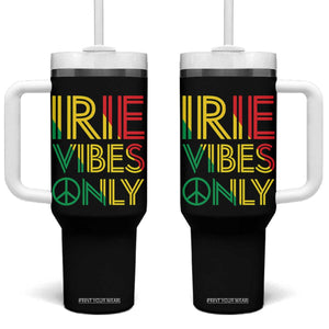 Irie Vibes Only Tumbler With Handle Rasta Reggae Roots Flag Music TS11 One Size: 40 oz Black Print Your Wear