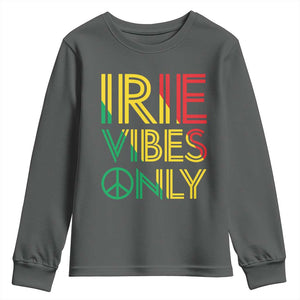 Irie Vibes Only Youth Sweatshirt Rasta Reggae Roots Flag Music TS11 Dark Heather Print Your Wear
