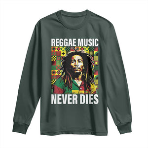 Legend Bob Long Sleeve Shirt Reggae Music Never Dies Rasta TS11 Dark Forest Green Print Your Wear
