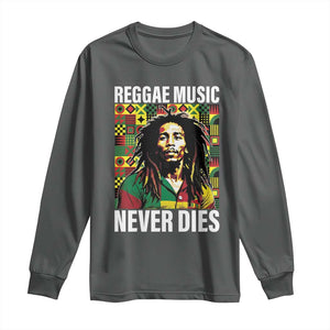Legend Bob Long Sleeve Shirt Reggae Music Never Dies Rasta TS11 Dark Heather Print Your Wear
