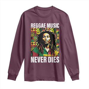 Legend Bob Long Sleeve Shirt Reggae Music Never Dies Rasta TS11 Maroon Print Your Wear