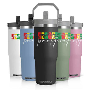 Reggae Party Flip Straw Tumbler Rastafari Jamaican Palm Tree Music TS11 Print Your Wear