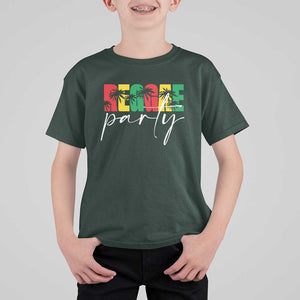 Reggae Party T Shirt For Kid Rastafari Jamaican Palm Tree Music TS11 Dark Forest Green Print Your Wear