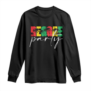 Reggae Party Long Sleeve Shirt Rastafari Jamaican Palm Tree Music TS11 Black Print Your Wear