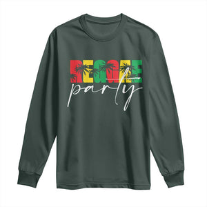 Reggae Party Long Sleeve Shirt Rastafari Jamaican Palm Tree Music TS11 Dark Forest Green Print Your Wear