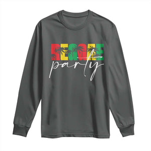 Reggae Party Long Sleeve Shirt Rastafari Jamaican Palm Tree Music TS11 Dark Heather Print Your Wear