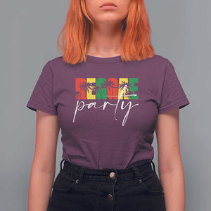 Reggae Party T Shirt For Women Rastafari Jamaican Palm Tree Music TS11 Maroon Print Your Wear