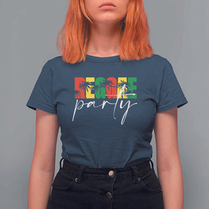 Reggae Party T Shirt For Women Rastafari Jamaican Palm Tree Music TS11 Navy Print Your Wear