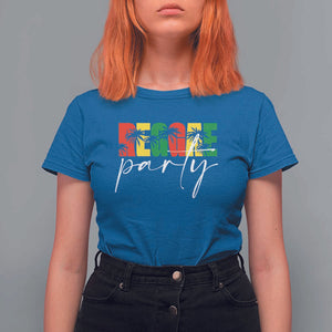 Reggae Party T Shirt For Women Rastafari Jamaican Palm Tree Music TS11 Royal Blue Print Your Wear