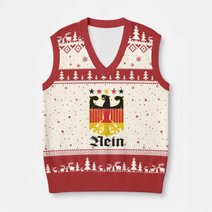 Funny German Eagle V-Neck Knit Sweater Vest Vintage Nein No Germany Souvenir Oktoberfest TS11 Beige Red Print Your Wear