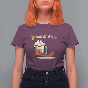 Funny Frank & Stein T Shirt For Women German Beer Drinking Oktoberfest Sausage TS11 Maroon Print Your Wear