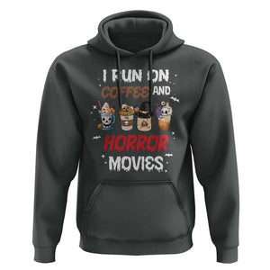 Funny Halloween Hoodie I Run On Coffee And Horror Movies Pumpkin Witch Hat TS11 Dark Heather Print Your Wear